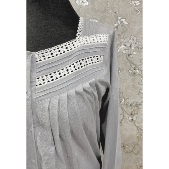 SoieRose Victorian Cotton Nightgown with Lace Yoke & Pintuck Detail – SR-1230 - Picture 5 of 8